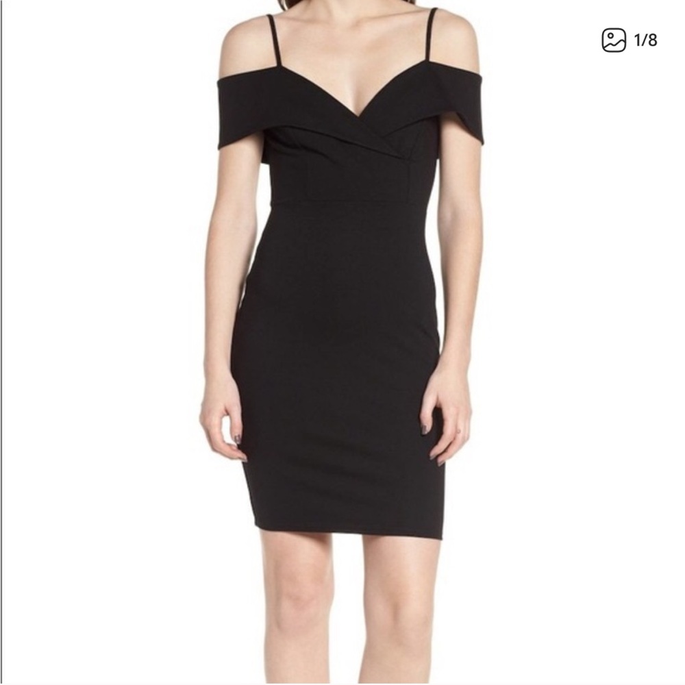 Soprano Cold Shoulder Black Mini Dress